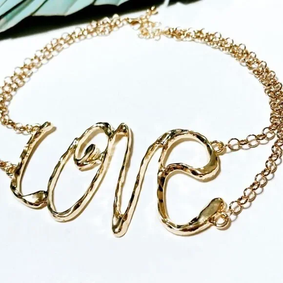 Gold love choker S225 - Picture 2 of 3